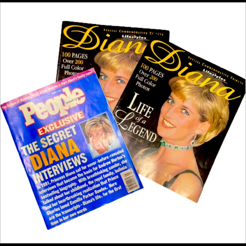 Bundle of 3 magazines featuring Princess Diana